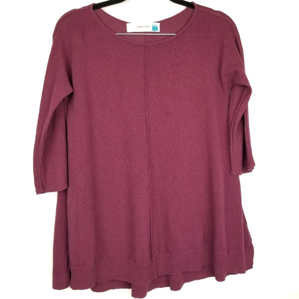 NWT Anthropologie "Sparrow" Bordeaux Burgundy Knit Pullover Crewneck Top